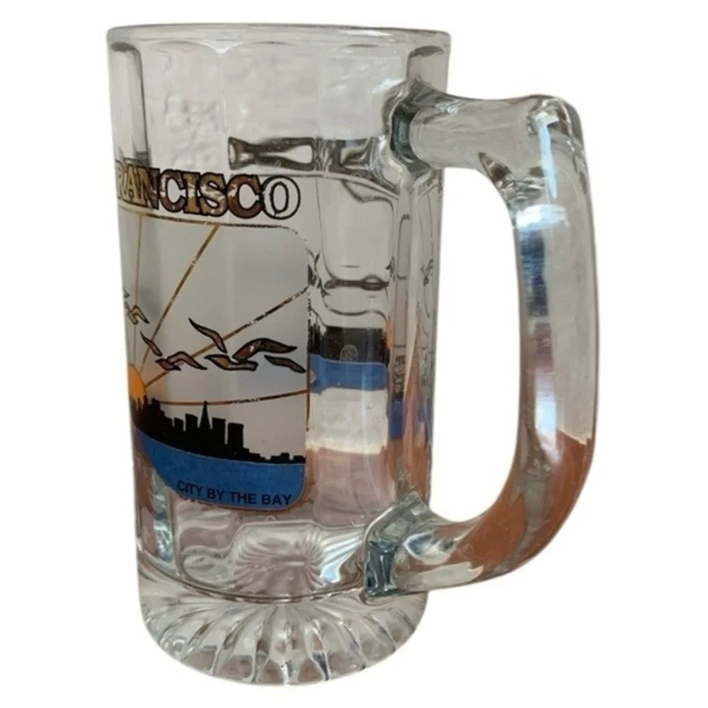 San Francisco Souvenir Glass Mug Ocean Bay Skyline 16oz 5.5